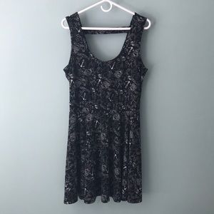 Hot Topic Mermaid Floral Print Fit and Flare Dress